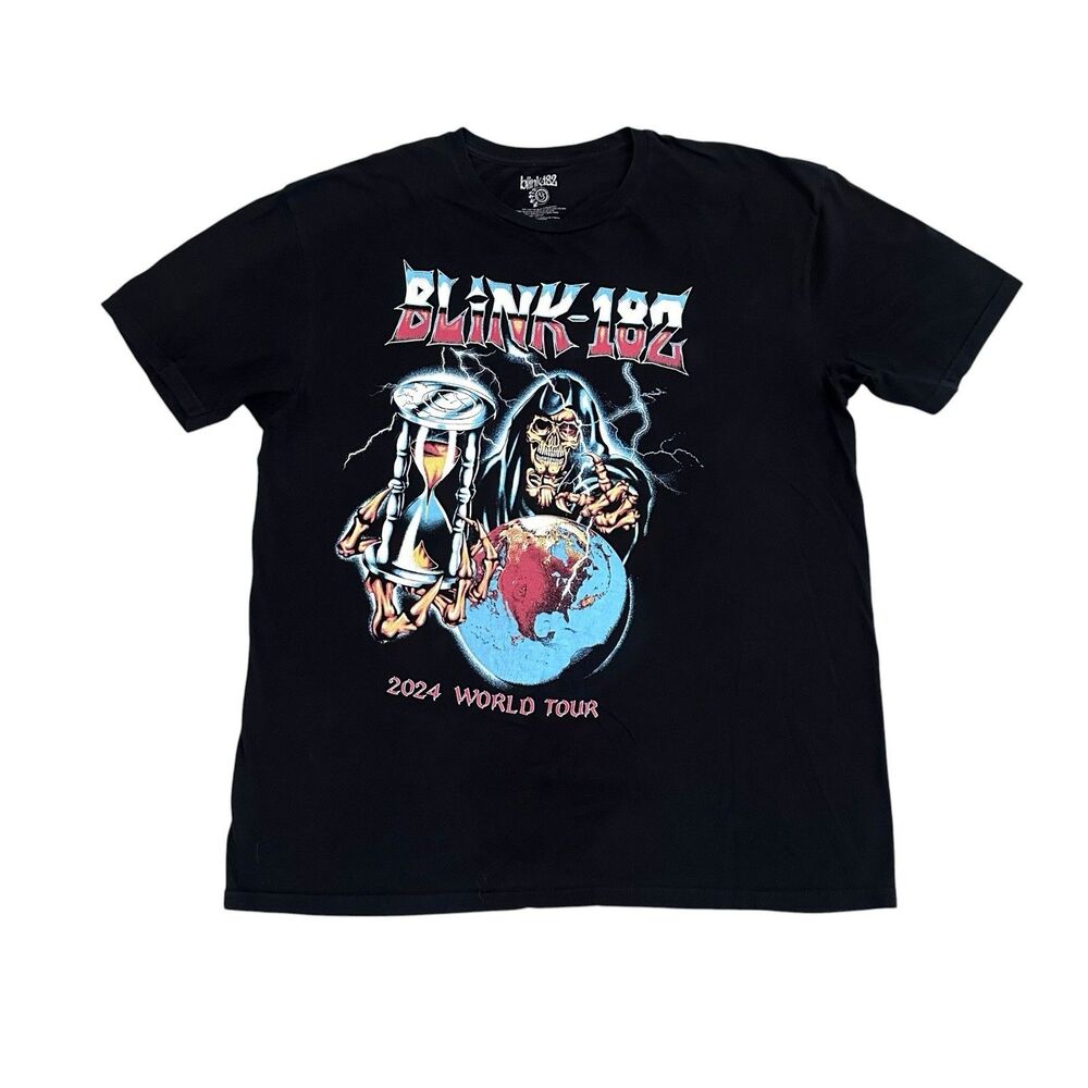 Blink-182 2024 World Tour Graphic T-Shirt XL Black Men Rock Concert Merch Tee